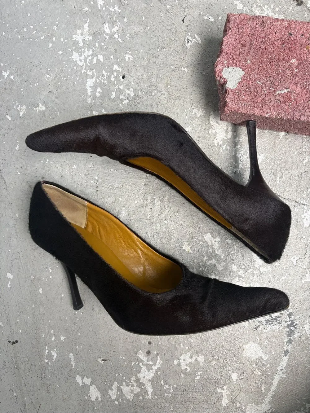 Kenneth Cole vintage pointy toe pony hair heels